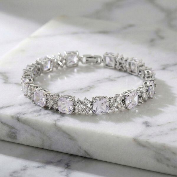 Wei&szlig;er Zirkonia Armband ca. 19 cm Nickelfreies Messing 5.00 ct image number 2