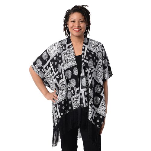 Kimono mit Quasten, Einheitsgröße Schwarz image number 0