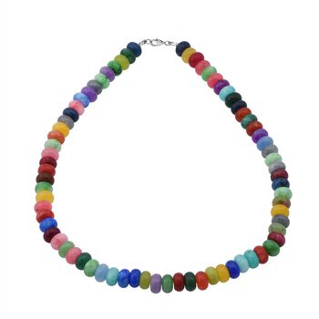 Mehrfarbiger Achat Halskette ca. 45 cm 925 Silber ca. 372,00 ct.