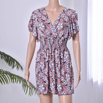 Top mit gesmokter Taille und Flatter&auml;rmeln, Rosa