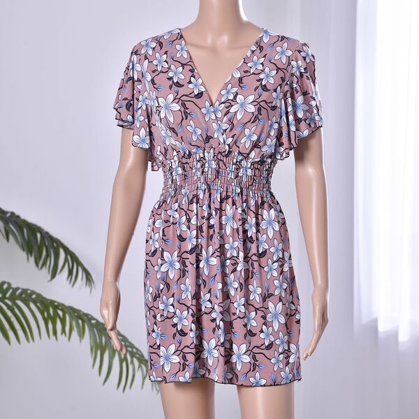 Top mit gesmokter Taille und Flatter&auml;rmeln, Rosa