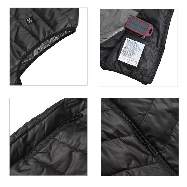 Beheizbare Weste mit 4 Heizzonen, inkl 5000Mah Solar Powerbank, Schwarz image number 4
