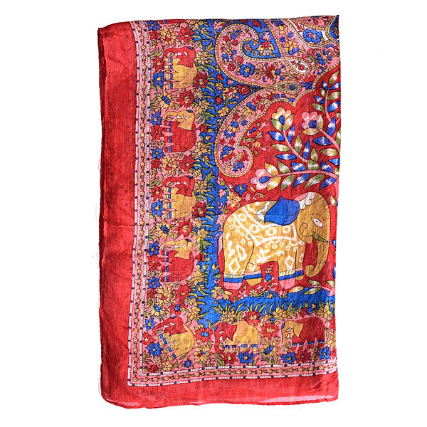 LA MAREY - Seidenschal 100% Seide 50 x 170 cm Rot image number 4