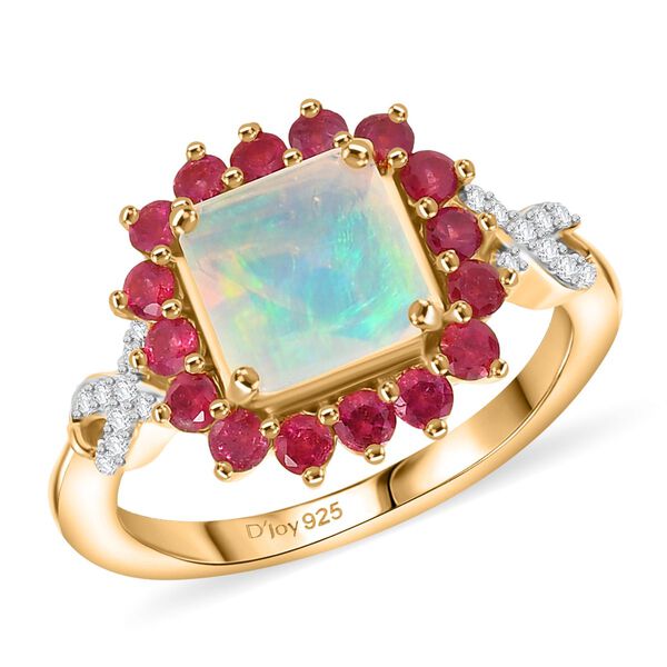 D'Joy Nat&uuml;rlicher, &auml;thiopischer Welo Opal, Niassa Rubin und Moissanit Ring - 1,84 ct. image number 3