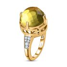 Ouro Verde-Quarz, weißer Zirkon Ring, 925 Silber vergoldet (Größe 19.00) ca. 9.96 ct image number 4
