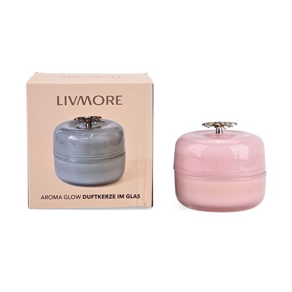 LIVMORE - Duftkerze im Glas mit Bienenmotiv,  24 Std. Brenndauer, 120g, 3,6 ml &auml;therisches &Ouml;l, Lavendel und Jasmin, Rosa image number 6