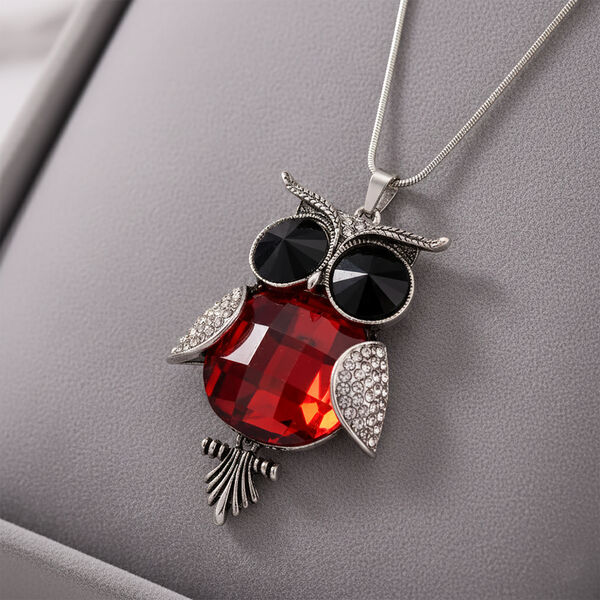 Mehrfarbiger Kristall Anh&auml;nger mit Kette ca. 63.5 cm + 5 cm Extender, Legierung, Legierung Antik-silber-Plattierung image number 1