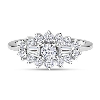 LUSTRO STELLA - Wei&szlig;er Zirkonia Ring 925 Silber rhodiniert (Gr&ouml;&szlig;e 17.00)