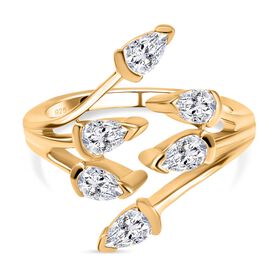 LUSTRO STELLA - feinster Zirkonia Bypass-Ring, 925 Silber vergoldet