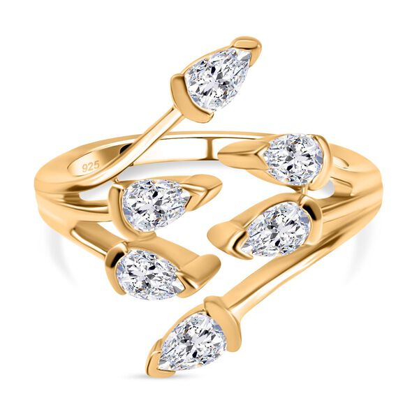 LUSTRO STELLA - feinster Zirkonia Bypass-Ring, 925 Silber vergoldet