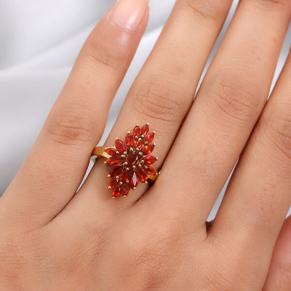 Mexikanischer Kirschd Feuer-Opal Ring 925 Silber vergoldet  ca. 1,44 ct image number 3