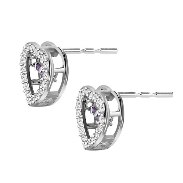 Lila und wei&szlig;e Zirkonia-Ohrstecker - 1,50 ct. image number 4