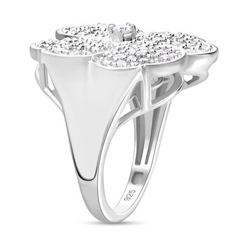 Wei&szlig;er Diamant Ring, 925 Silber platiniert (Gr&ouml;&szlig;e 17.00) ca. 1.00 ct Blume 1.01 ct