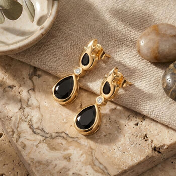 EverTrue AA schwarze Glasachat und Zirkon Ohrringe - 3,66 ct.