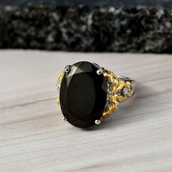 Elite Shungit, Wei&szlig;er Zirkon Ring Nickelfreies Messing (Gr&ouml;&szlig;e 18.00) ca. 6,22 ct