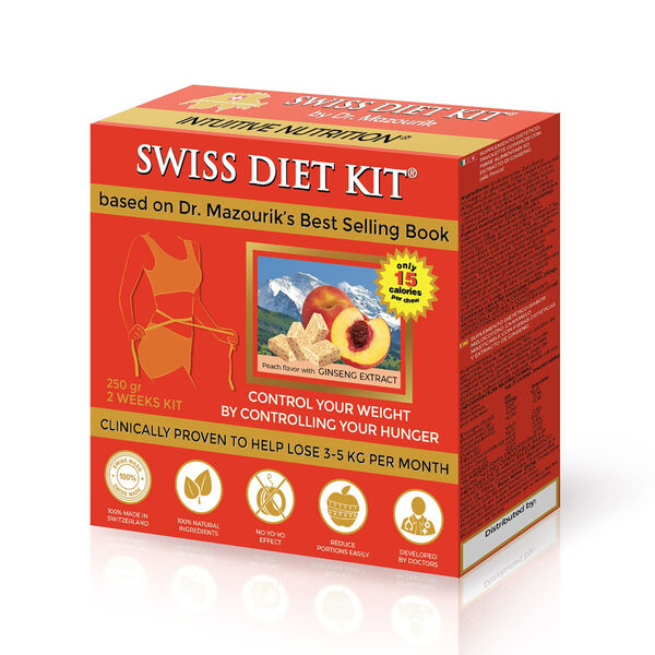 SWISS DIET KIT - Ernährungs-Bonbons, Nachfüllpackung (250g), 84 Stück, Pfirsich Geschmack  image number 0