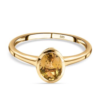 AAA Nat&uuml;rlicher, goldener Tansanit-Ring, 585 Gold (Gr&ouml;&szlig;e 17.00) ca. 1.00 ct