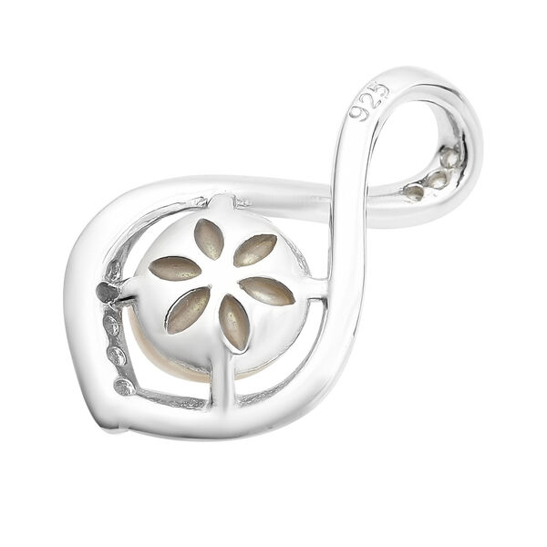 Wei&szlig;e S&uuml;&szlig;wasser Perle und Zirkonia Anh&auml;nger 925 Silber rhodiniert ca. 0,50 ct image number 5