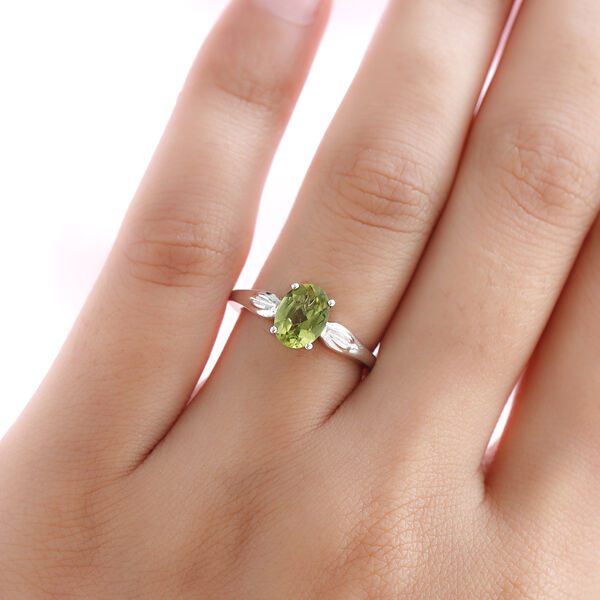 Nat&uuml;rlicher Peridot-Ring, 925 Silber platiniert  ca. 1,25 ct image number 3
