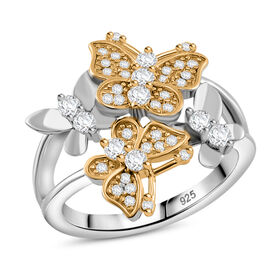 Moissanit Ring 925 Silber Zweifarbige Beschichtung (Größe 19.00) ca. 0,40 ct
