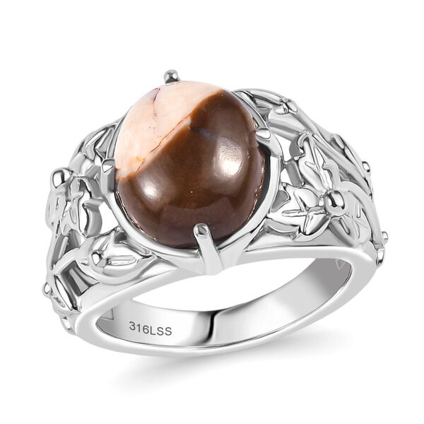 Der Schimmer der Natur - Erdnuss Holz Jaspis Ring Edelstahl (Gr&ouml;&szlig;e 16.00) ca. 4.15 ct image number 3