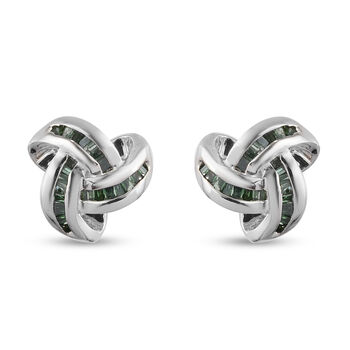 0,25 Ct. Gr&uuml;ner Diamant Knoten Ohrstecker aus 925 Silber platiniert