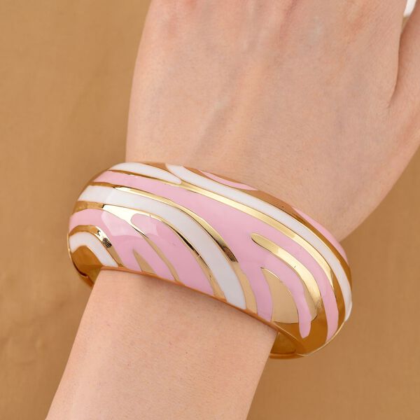 Emaille-Armreif im Wellen-Design, ca. 18 cm, Rosa image number 2