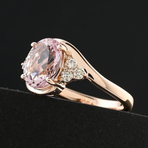 LUXORO zertifiziert und geprüft AAA Rosa Morganit und Diamant Ring in 417 Roségold - 2,25 ct. image number 1