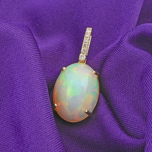 AAA Natürlicher, äthiopischer Welo Opal, Weißer Diamant AGI zertifiziert und geprüft Schmuckset 417 Gold ca. 6.96 ct image number 1