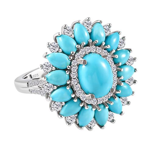 AA Sleeping Beauty Türkis und Zirkon-Ring - 5,87 ct. image number 0
