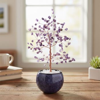 " 168pcs beads Gemstone tree,  Size about : 18cm tall, ceramic bowl:7x7x6cm, Weight about: 357g, Material: Stone+ ceramic Color: Amethyst, Purple     "