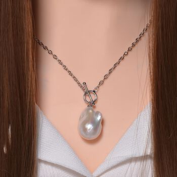 23-25mm Wei&szlig;e S&uuml;&szlig;wasserperle Halskette, 50 cm - 39 ct.