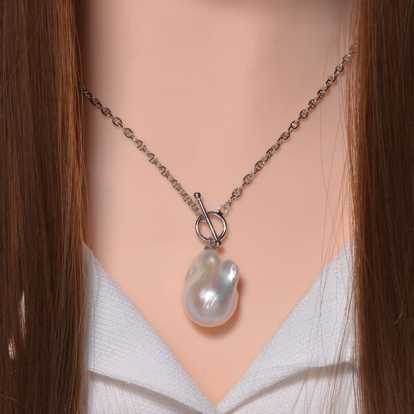 23-25mm Weiße Süßwasserperle Halskette, 50 cm - 39 ct. image number 2