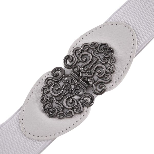 Gürtel mit Metallschnalle, gewebt, Weiß image number 2