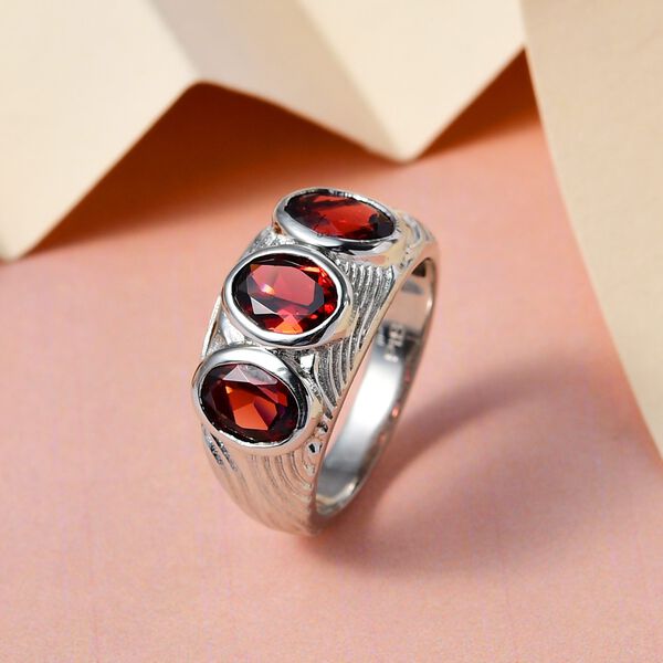 Roter Granat Ring, Messing platiniert (Gr&ouml;&szlig;e 16.00) ca. 2,63 ct image number 2