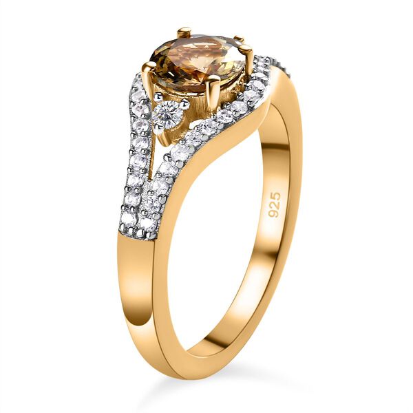 Natürlicher, goldener Tansanit und weißer Zirkon-Ring - 1,56 ct. image number 5