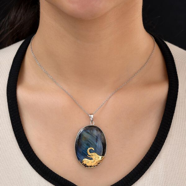 Labradorit Anh&auml;nger 925 Silber bicolor ca. 74,24 ct image number 2