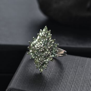 Nat&uuml;rlicher gr&uuml;ner Apatit Ring 925 Silber rhodiniert (Gr&ouml;&szlig;e 17.00) ca. 2,91 ct