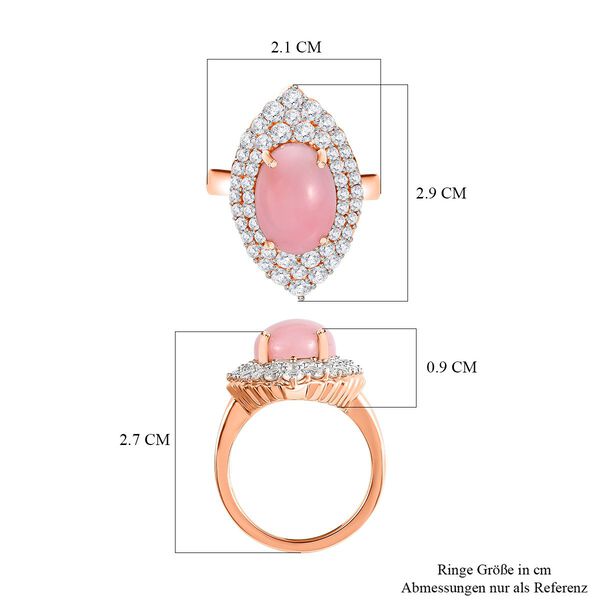 AA rosa Opal und Zirkon Ring - 7,17 ct. image number 7
