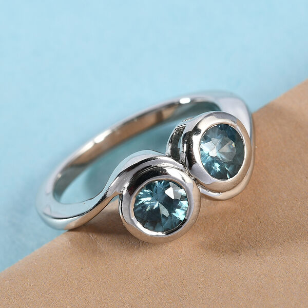 Kambodschanischer blauer Zirkon Ring 925 Silber platiniert  ca. 1,24 ct image number 2