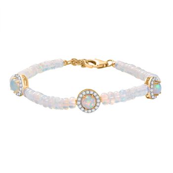 D'Joy AA Nat&uuml;rlicher, &auml;thiopischer Welo Opal Armband ca. 19 cm 925 Silber 750 Gelbgold Vermeil ca. 22.94 ct