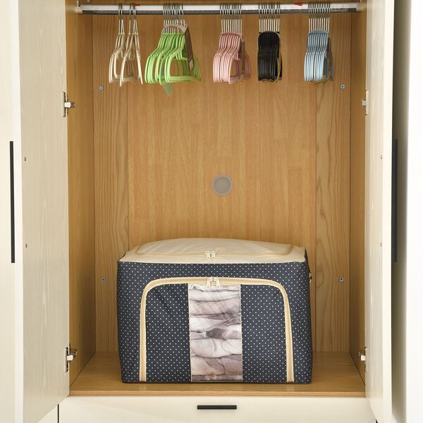 66L Aufbewahrungsbox mit Metallrahmen, Stapel- und faltbar, 50x40x33cm, Blau image number 2