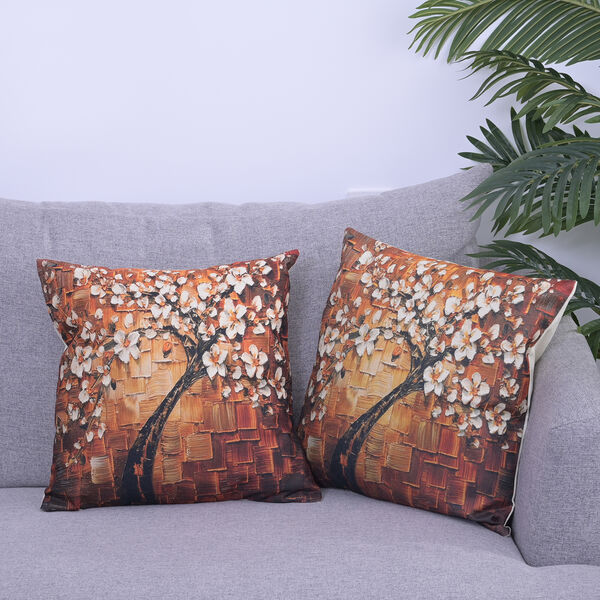 2er-Set bedruckte Kissenbez&uuml;ge, Gr&ouml;&szlig;e 45x45 cm, braun image number 1