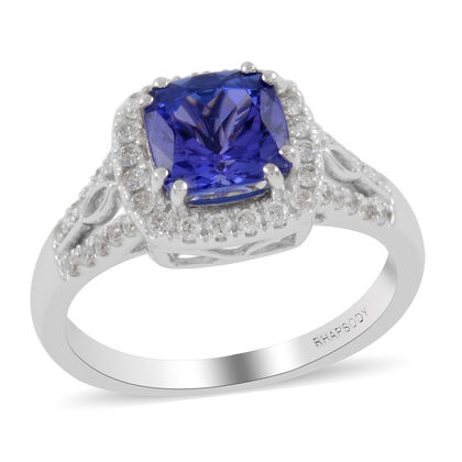 RHAPSODY AAAA Tansanit und Diamant VS E-F Ring 950 Platin (Gr&ouml;&szlig;e 17.00) ca. 2.10 ct