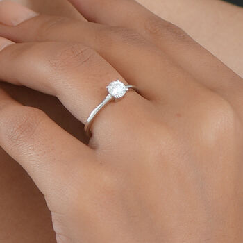 D'Joy Moissanit Ring 925 Silber platiniert (Gr&ouml;&szlig;e 16.00) ca. 0,46 ct