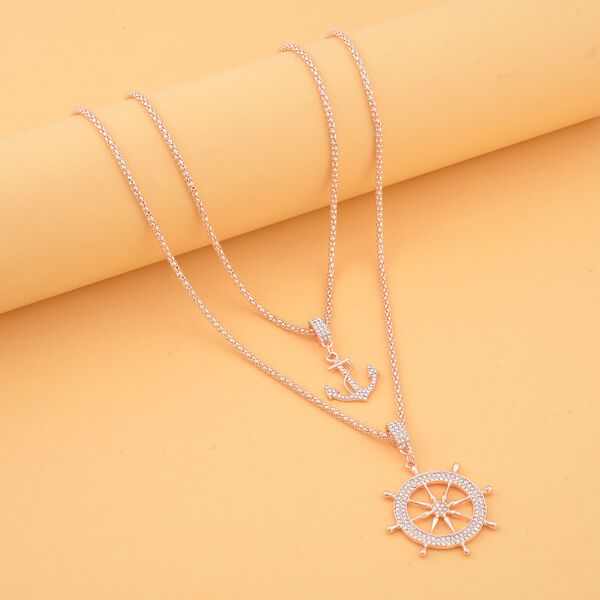 2er-Set - wei&szlig;e Kristall-Halskette in Ros&eacute;goldton, 50 cm image number 2