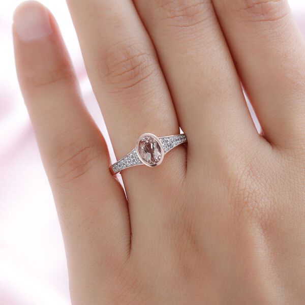 Morganit und wei&szlig;er Zirkon-Ring, 925 Silber Ros&eacute;gold Vermeil  ca. 0,99 ct image number 3