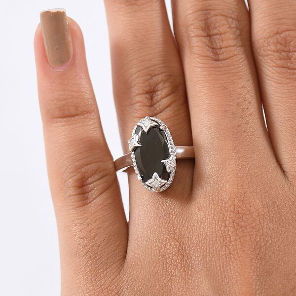 D'Joy Elite Shungit, Wei&szlig;er Zirkon Ring 925 Silber platiniert (Gr&ouml;&szlig;e 19.00) ca. 2,55 ct image number 2