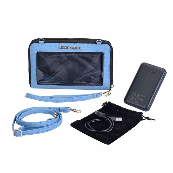 2er Set - Crossbody Tasche und Powerbank mit 4000mAh, Blau