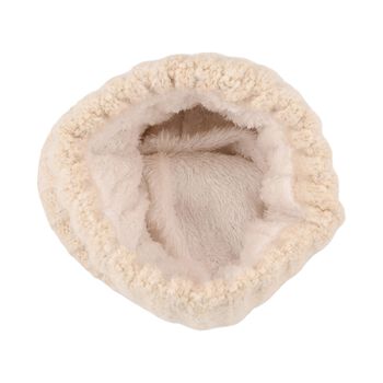 Rippstrick-M&uuml;tze mit Teddyfutter, Einheitsgr&ouml;&szlig;e, Cr&egrave;me